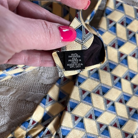 Gianfranco Ruffini Italy Yellow & Blue Silk Tie - Picture 9 of 9